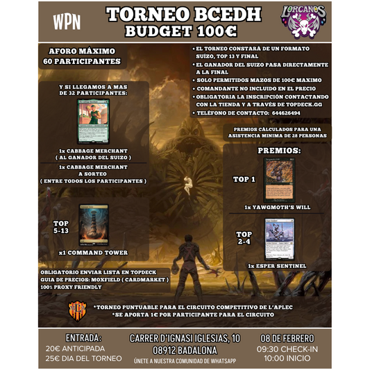 BUDGET 100€ LORCANOS (BCEDH) 8 DE FEBRERO